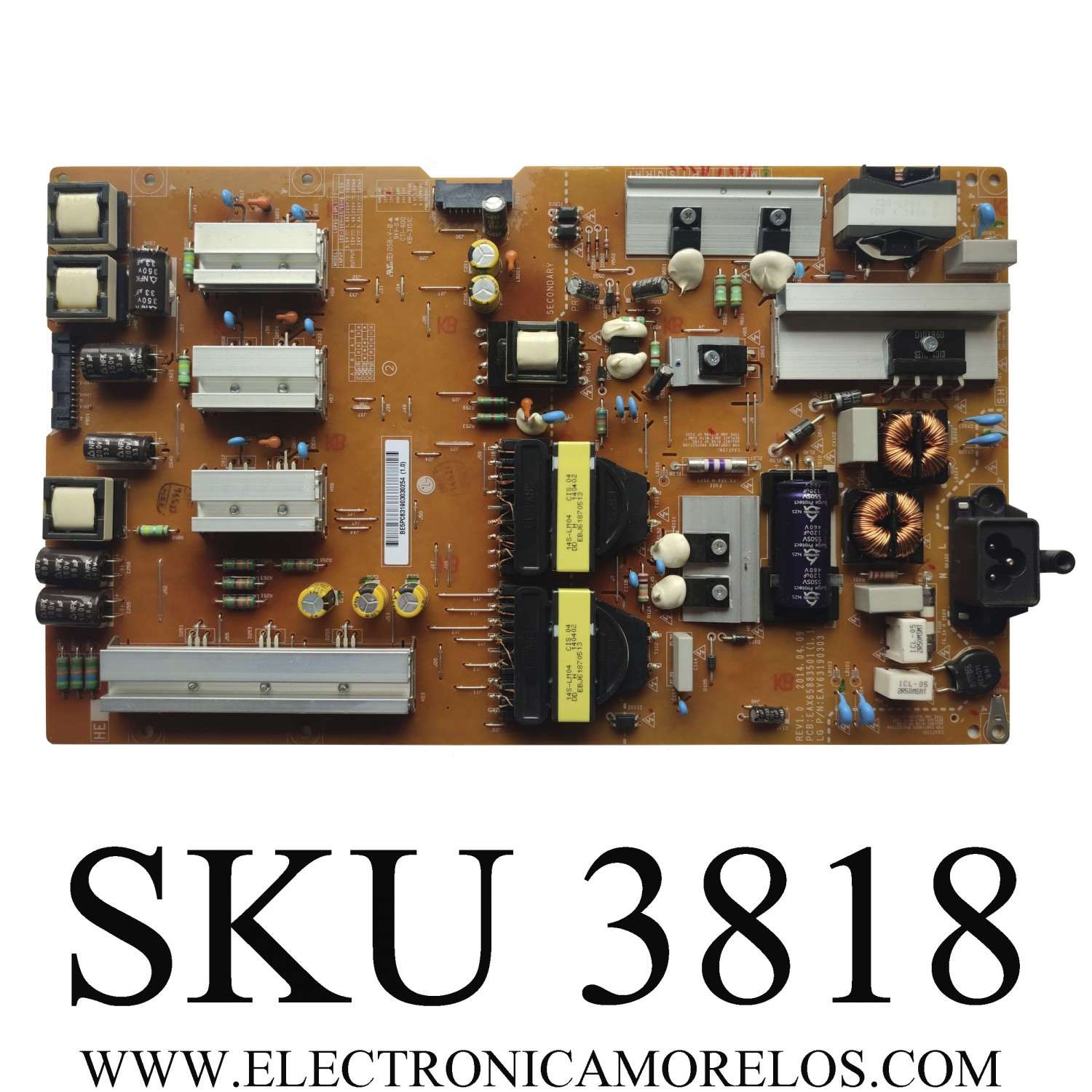 FUENTE DE PODER PARA TV LG / NUMERO DE PARTE EAY63190303 / EAX65883501(1.1) / LGP65-14PL3-IT / PANEL LD650DUF(FG)(A1) / MODELO 65LS33A-5D.AUSELH	